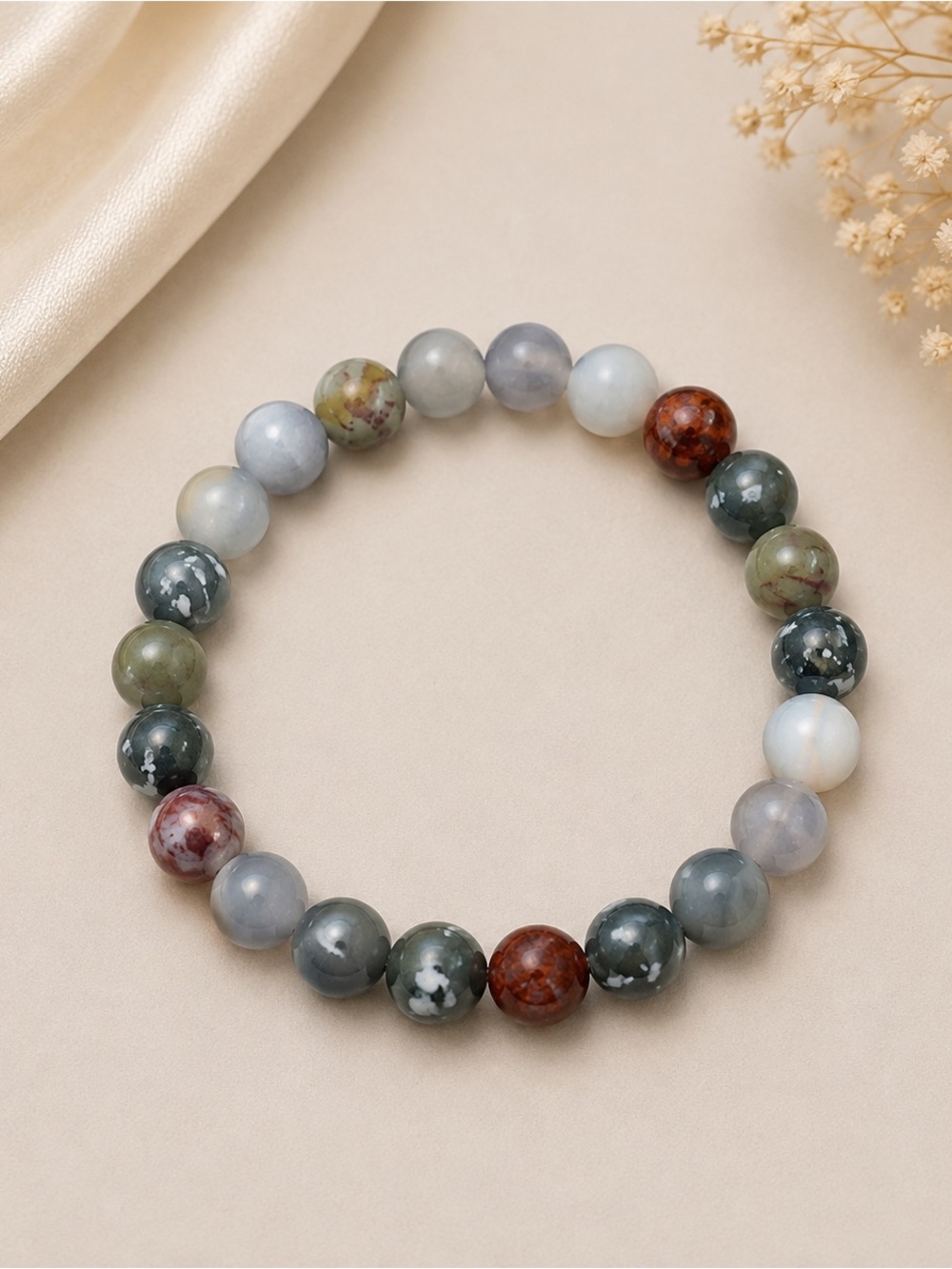 Multicolor Natural Stone Beaded Stretch Bracelet
